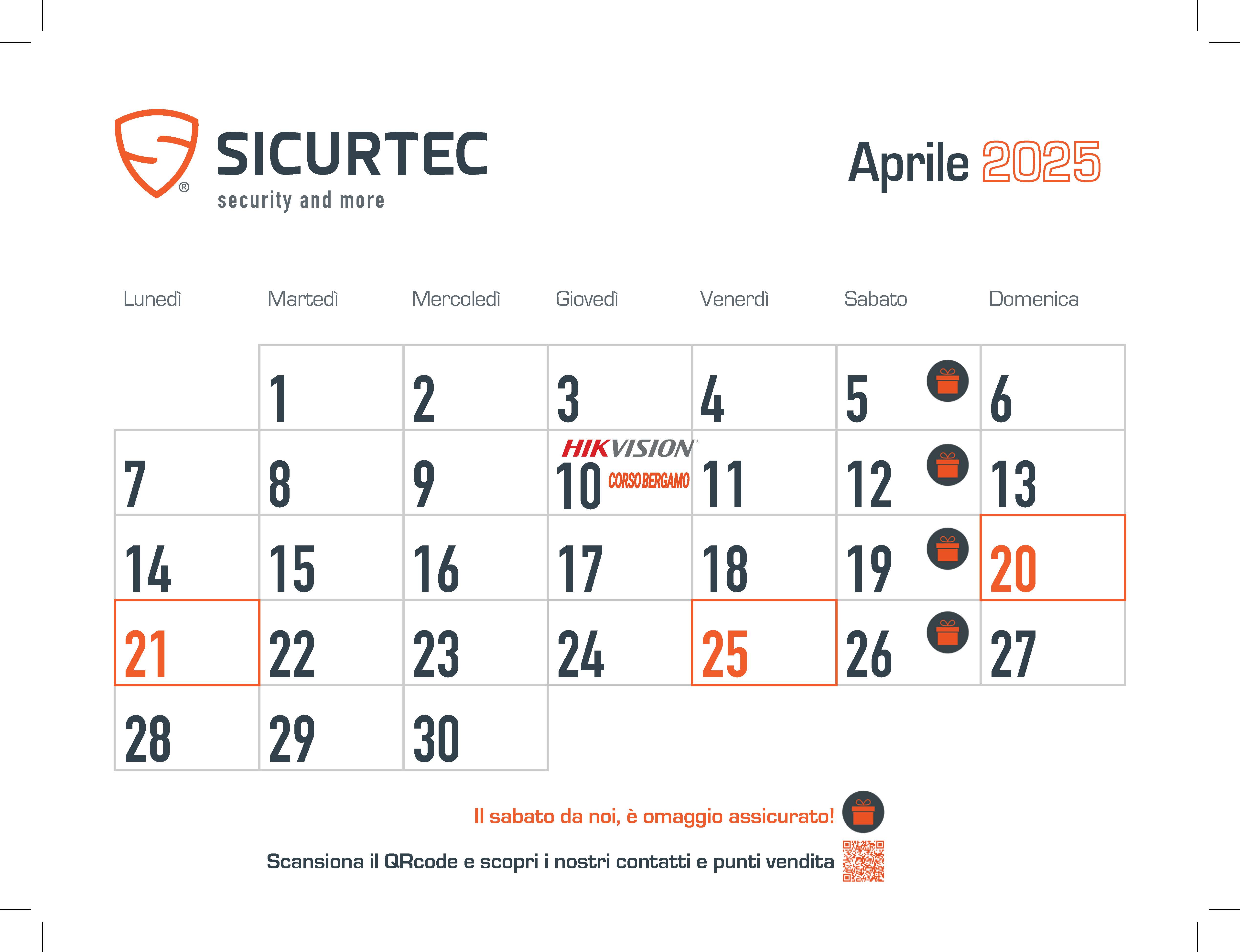 CALENDARIO CORSI DEL MESE